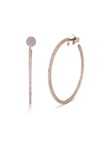 Diamond Rose Gold Hoop Earrings de pas cher