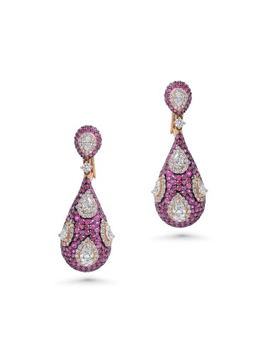 Ruby & Diamond Pear Drop Earrings Amélioration de cerveau avec