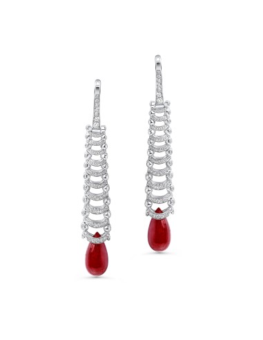 Diamond & Ruby Cabochon Drop Earrings Faites des économies