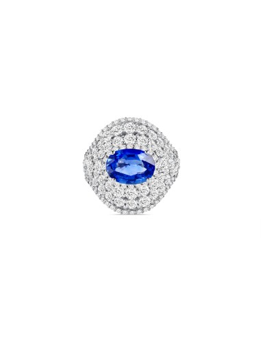 Classic Diamond & Sapphire Statement Ring de pas cher