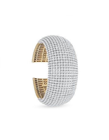 Two-Tone Wide Diamond Cuff Bracelet outlet