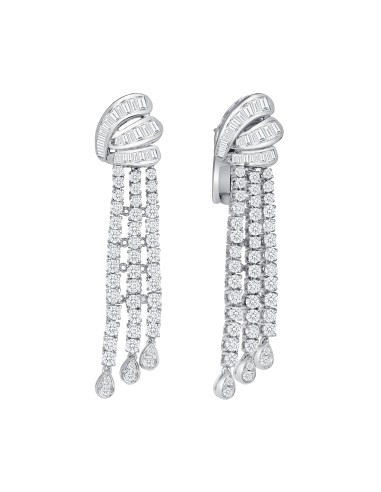 Baguette & Round Diamond Drop Earrings livraison gratuite