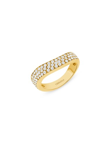 Pave Setting Diamond Ring Wavy Band À commander