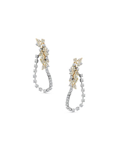 Yellow Diamond & Diamond Dangling Hoop Earrings plus qu'un jeu 