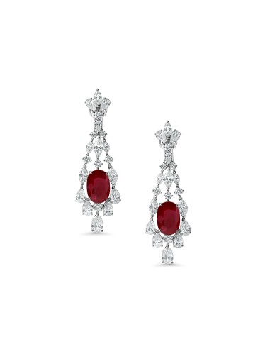 Diamond & Ruby Long Drop Earrings vous aussi creer 