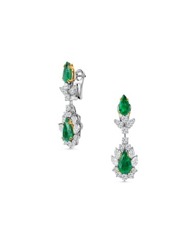 Pear Emeralds & Diamond Drop Earrings Amélioration de cerveau avec