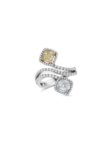 Mirrored Yellow Diamond & Diamond Statement Ring Voir les baskets