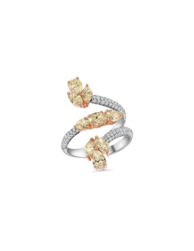 Mixed Cut Yellow Diamond & Diamond Two-Tone Statement Ring Comparez plus de prix