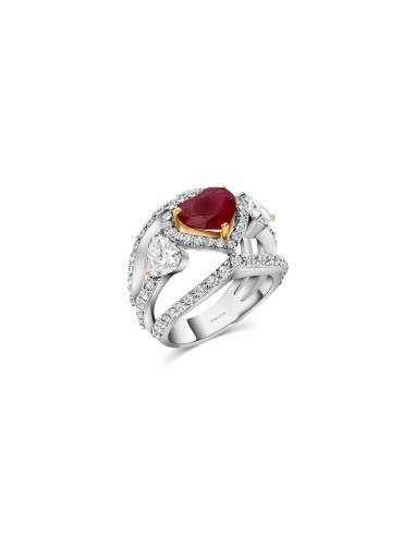 Ruby & Diamond Heart Ring la livraison gratuite