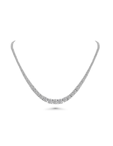 17.09 Carats Riviere Diamond Tennis Necklace Véritable concentré