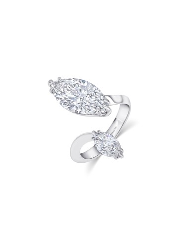 Almasaty Two-Diamond Marquise Split Ring Fin de série