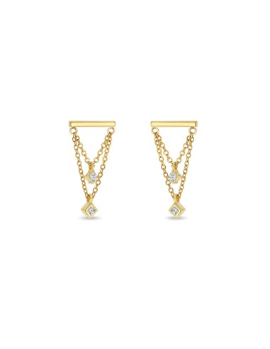 Zoe Chicco 14k Bar and Mixed Diamond Double Chain Drop Earrings de votre