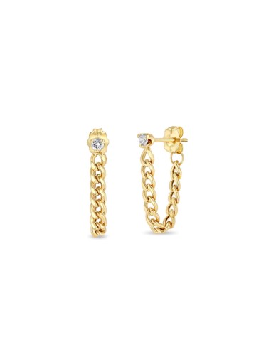 Zoe Chicco 14k Prong Diamond Small Curb Chain Huggie Earrings Venez découvrir notre 