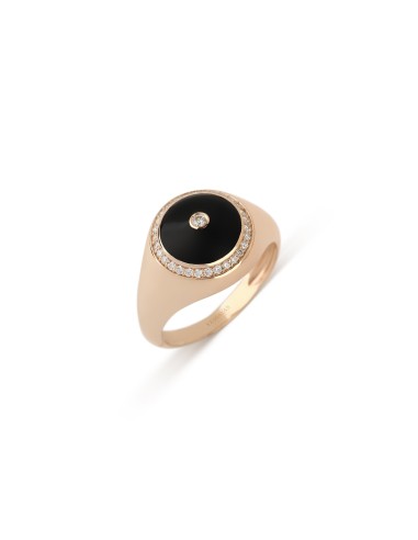 Rose Gold Onyx & Diamond Ring paiement sécurisé