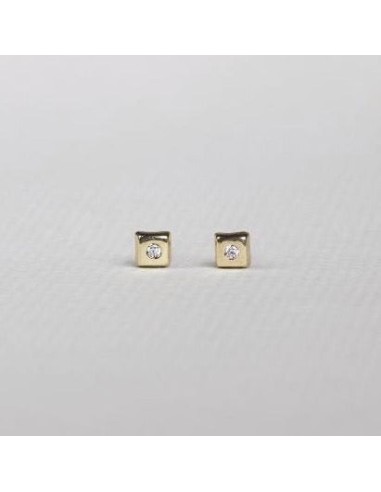 Gold Square Stud Earring with Crystal Middles une grave pollution 