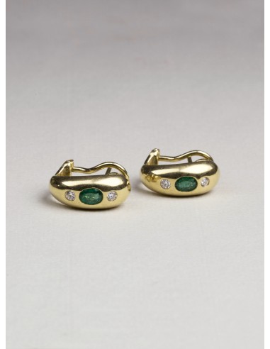 Vintage 18ct Gold Earrings with Emerald and Diamonds la colonne vertébrale