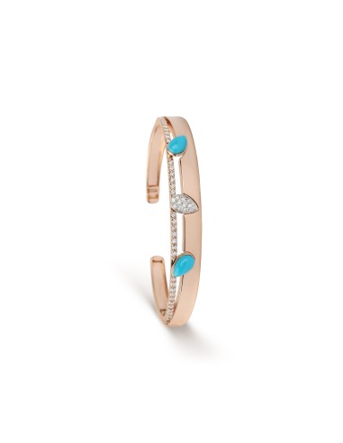 Turquoise Yellow Gold & Diamond Cuff Bracelet soldes