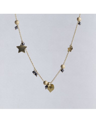 Vintage 22ct Gold Planet Necklace with Black Diamond Beads une grave pollution 