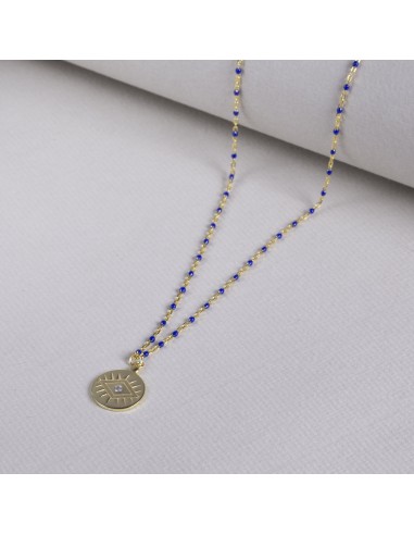 Coin Pendant Necklace with Gold Chain and Blue Beads Comment ça marche