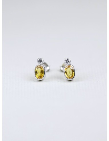 Vintage White Gold Earrings with Diamond and Yellow Sapphire vous aussi creer 