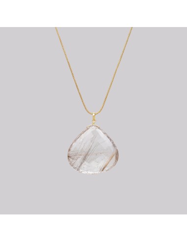 9ct Gold Chain Necklace with Rutilated Quartz prix