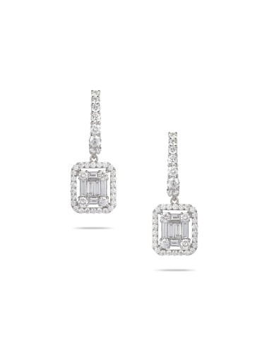 Diamond Baguette Drop Earrings pas cher