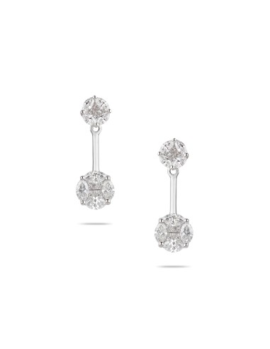 Large Attachable Illusion Diamond Stud Earrings pas cheres