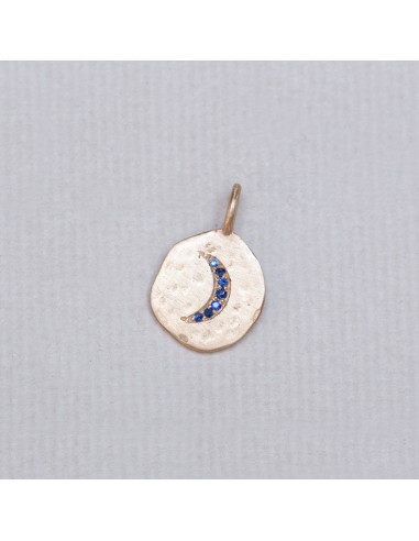 Gold Crescent Charm with Blue Sapphire Les magasins à Paris