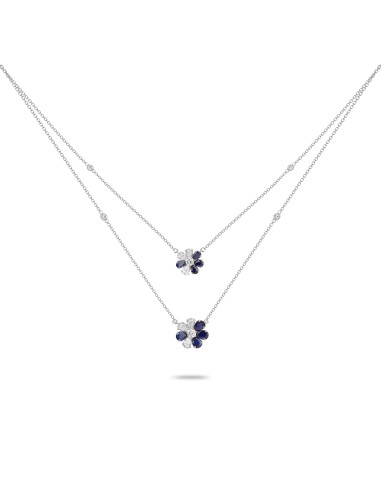 Flower Sapphire & Diamond Double Layer Necklace Le MVP de beaucoup