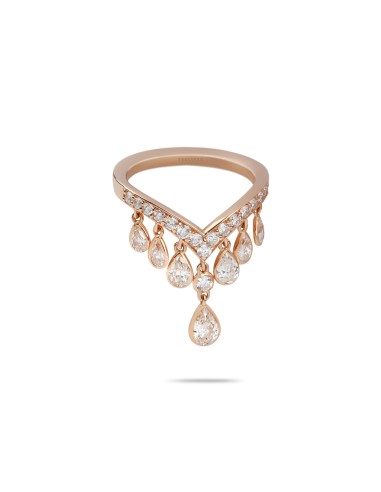 Pear Drops & Rose Gold Diamond Ring Par le système avancé 