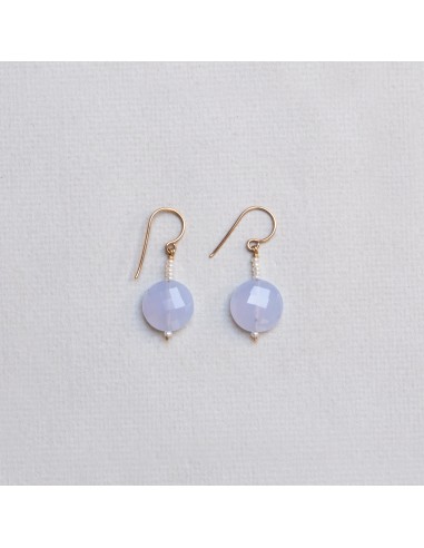 Chalcedony & Fresh Water Pearl Drop Earrings pas cher chine