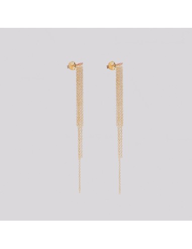 Gold-plated Silver Tassel Stud Earrings with Garnet solde