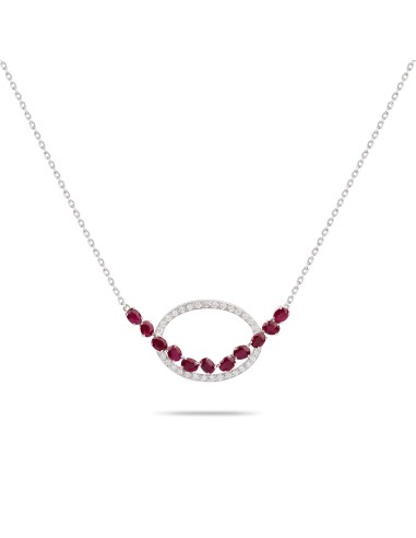 Oval Ruby & Diamond Necklace soldes