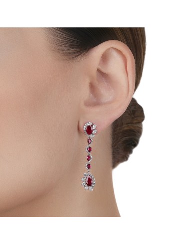 Ruby with Pear shape Diamond Earring la livraison gratuite