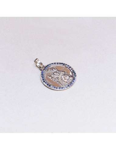 Silver St. Christopher Pendant Charm with Blue Sapphires la chaussure