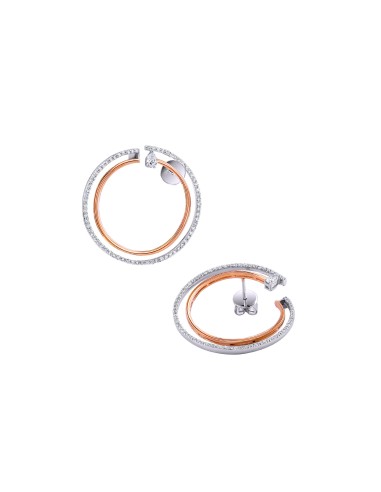 Two-Tone & Diamond Hoop Earrings le des métaux précieux