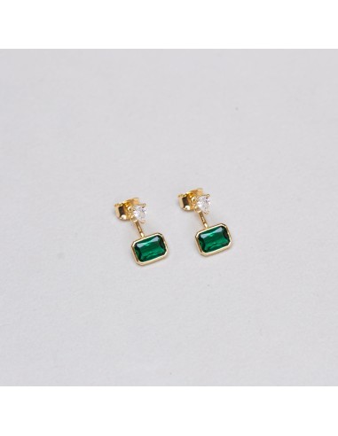 Gold-plated Earrings with Emerald rembourrage situé sous