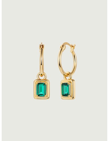 Emerald Cut Lab Grown Emerald Hoop Earrings chez Cornerstreet bien 