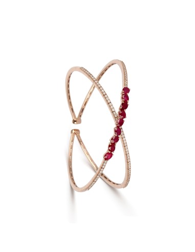 Crossover Ruby & Diamond Cuff Bracelet Fin de série