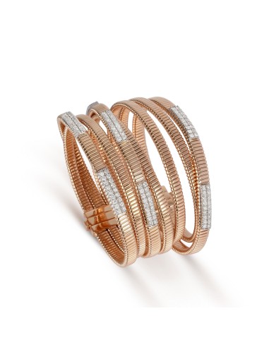 Two-Tone Crossover Diamond Wrap Cuff de pas cher