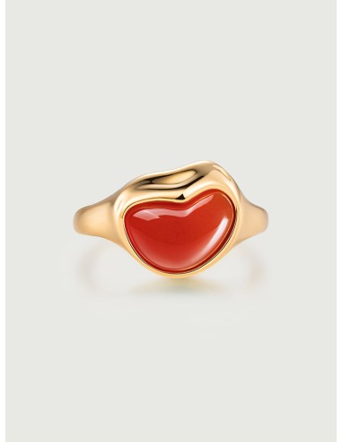 Aphrodite Heart Red Onyx Open Ring le des métaux précieux