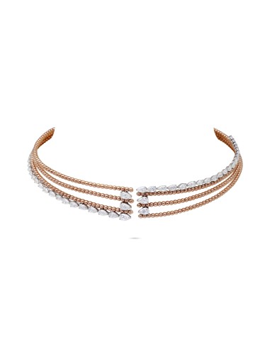 Diamond Two-Tone Multi-Row Beaded Choker en ligne des produits 