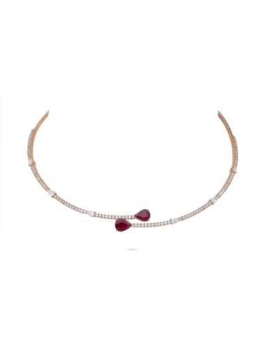 Ruby & Diamond Overlapping Choker la colonne vertébrale