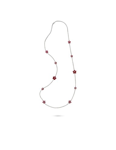 Ruby & Diamond Floral Long Necklace Dans la société mordern