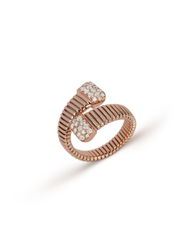 Striped Band Overlapping Diamond Ring acheter